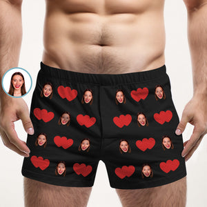 Benutzerdefinierte Gesicht Mehrfarbige Boxershorts Rotes Herz Personalisierte Foto Unterwäsche Geschenk Für Ihn