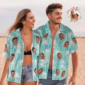 Benutzerdefiniertes Gesicht Hawaii-hemd, Gesicht Paradise Palms Hawaii-hemd, Paar-outfit-hemd - DePhotoBoxer