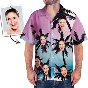 Herren Custom Face Shirt Hawaiihemd Kurzarm Palm
