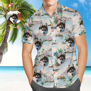 Hawaii-hemd Mit Individuellem Hundegesicht, Individuelle Tropische Hemden, Hawaii-hemd Mit All-over-print Für Herren