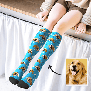 Personalisierte Gesicht Kniehohe Socken Hund