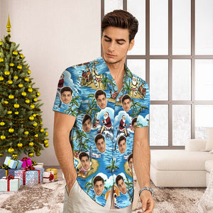 Benutzerdefiniertes Gesicht Hawaiihemd Herren All Over Print Aloha Shirt Weihnachtsgeschenk – Weihnachtsferien - DePhotoBoxer