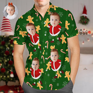 Benutzerdefinierte Gesichts-hawaii-shirts, Lustiges Gesicht, Weihnachtsmann, Frohe Weihnachten, Hemden, Geschenk - DePhotoBoxer