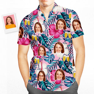 Kundenspezifisches Gesicht Hawaiihemd verlässt personalisierte Geburtstagsgeschenke