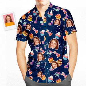 Custom Face Birthday Patterns Herren All Over Print Hawaiihemd