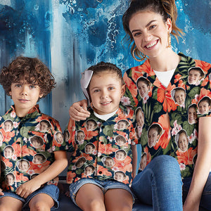 Benutzerdefinierte Gesicht Shirt Frauen und Kinder Hawaii Shirts Aloha Blumen Muttertag Geschenk