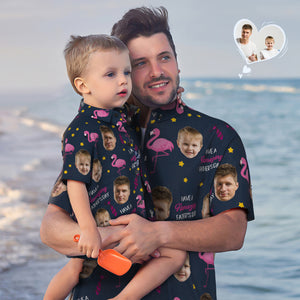 Benutzerdefiniertes Gesicht Hawaiian Shirt Passend Vatertag Shirt Vatertag Geschenk Haben Sie einen flammenden Vatertag