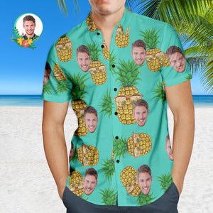 Benutzerdefinierte Gesicht Hawaii Shirts Kurzarm Personalisierte Foto Ananas Shirt Für Männer
