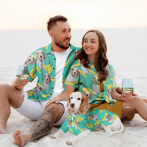 Benutzerdefiniertes Hundegesicht Im Hawaiianischen Stil, Bananenhund Und Besitzer, Passende Hawaii-hemden - DePhotoBoxer