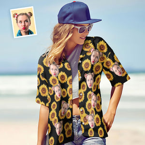 Benutzerdefinierte Gesicht Sonnenblume Frauen Hawaiian Shirt