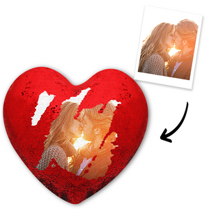 Valentinstag Geschenk Magie Herz Pailletten Kissen - Passen Sie Ihr Foto an - Hochzeitsgeschenke