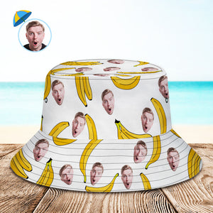 Benutzerdefinierte Gesicht Eimer Hut Unisex personalisierte Foto Sommer Cap Banane Wandern Strand Hüte Geschenk für Liebhaber
