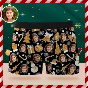 Personalisierte Gesichts-boxershorts, Personalisierte Schwarze Unterwäsche, Weihnachtsgeschenk Für Ihn - DePhotoBoxer