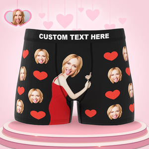 3D Previrew Personalize Face Boxer Love Heart Custom Funny Underwear Anniversary Gift For Him