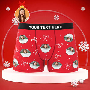 Benutzerdefinierte Gesicht Boxer Slips Personalisierte Männer Shorts mit Foto Weihnachtsgeschenke Rot