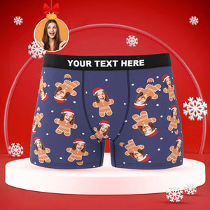 Benutzerdefinierte Gesicht Boxer Slips Personalisierte Männer Shorts mit Foto Weihnachtsgeschenke für Lebkuchen