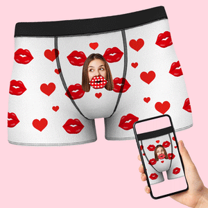 Benutzerdefinierte AR Gesicht Herz Boxer Personalisierte lustige Lippen Boxer Shorts Valentinstag Geschenk