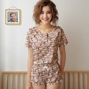 Benutzerdefinierter Gesichts-pyjama Mash Face Damen Kurz-pyjama-set Geschenk Für Sie - DePhotoBoxer