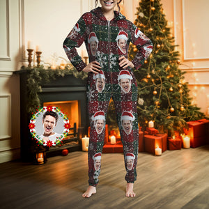Custom Face Classic Christmas Onesies Pyjamas Einteiler Nachtwäsche Weihnachtsgeschenk - DePhotoBoxer