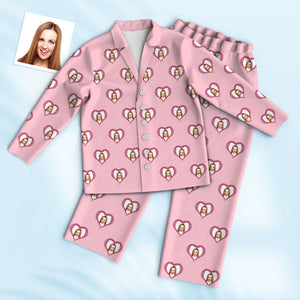 Benutzerdefinierte Gesicht Pyjama Personalisierte Foto Rosa Pyjama Set