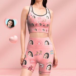 Custom Face Leggings und Tank Top Pink Yoga Kleidung Anzug Muttertagsgeschenk - beste Mutter aller Zeiten