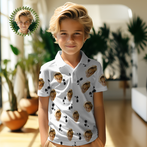 Benutzerdefiniertes Gesicht Kinder-poloshirts, Personalisiertes Foto-shirt, Kokosnussbäume - DePhotoBoxer