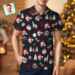 Herren-shirt Mit Individuellem Gesicht, Personalisierte Kurzarm-golf-shirts, Frohes Weihnachtsgeschenk - DePhotoBoxer
