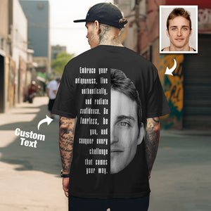 T-shirts Mit Individuellem Text Und Gesicht, Personalisiertes Unisex-shirt, Modisches Geschenk Für Sie Und Ihn - DePhotoBoxer