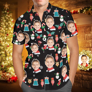 Benutzerdefinierte Gesicht personalisierte Weihnachten Hawaiihemd Candy Cane Weihnachten Weihnachtsgeschenke
