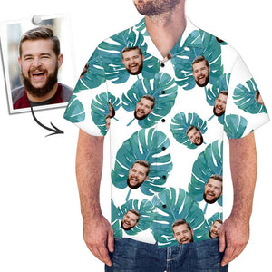 Herren Custom Face Shirt Hawaiihemd Kurzarm Blätter