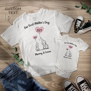 Benutzerdefinierte Name Muttertag Shirts Elefant Mama und ich passend Outfit Muttertag Geschenk