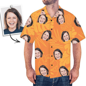 Herren Custom Face Shirt Hawaiihemd Kurzarm Orange