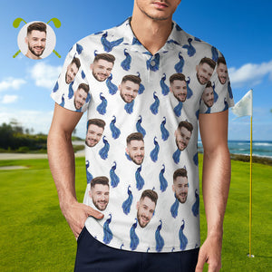 Herren-shirt Mit Individuellem Gesicht, Personalisierte Golf-shirts, Rosa, Königsblau, Pfau - DePhotoBoxer
