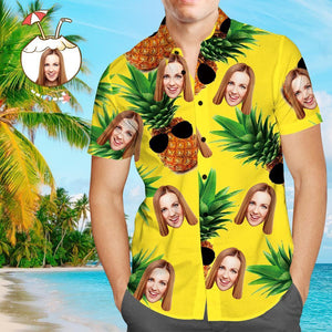 Benutzerdefiniertes Gesicht Shirt Personalisiertes Foto Hawaiihemd für Männer Ananas