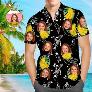 Benutzerdefiniertes Gesicht Shirt Personalisiertes Foto Hawaiihemd für Männer Banana