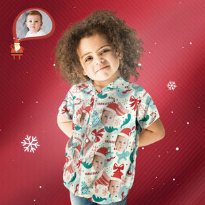 Benutzerdefiniertes Gesichts-shirt, Personalisiertes Foto, Hawaii-shirt Für Kinder, Weihnachtsgeschenk – Weihnachtsmütze - DePhotoBoxer