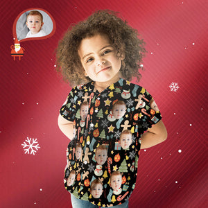 Benutzerdefiniertes Gesichts-shirt, Personalisiertes Foto, Hawaii-hemd Für Kinder, Weihnachtsüberraschungsgeschenk – Frohe Weihnachten - DePhotoBoxer