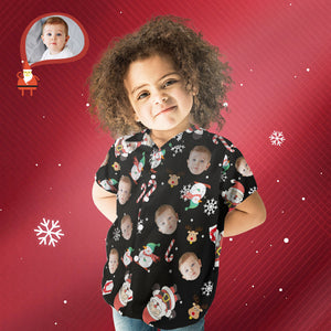 Personalisiertes Gesicht Für Kinder, Weihnachts-hawaii-hemd, Schneemann, Skifahren, Zuckerstange, Weihnachtsgeschenke - DePhotoBoxer