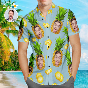 Benutzerdefinierte Hawaiian Shirts Blau Lustige Ananas Online Vorschau Personalisierte Aloha Beach Shirt Für Männer