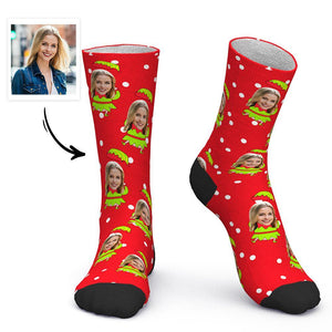 Custom Face Socks Personalized Photo Socks Christmas Gift - Christmas Elf