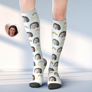 Benutzerdefinierte Gesicht Knie hohe Socken Personalisierte Foto Socken Sie sind magisch