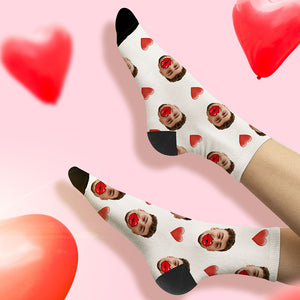 Benutzerdefinierte Gesicht Socken Herz und rote Lippen Socken Valentinstag Geschenk