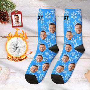 Benutzerdefinierte Gesicht Dicke Socken 3D Digital Gedruckte Socken Herbst Winter Warme Socken Weihnachtsgeschenk für Schneeflocke