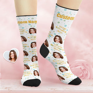 Benutzerdefinierte Atmungsaktive Gesichtssocken Personalisierte Weiche Socken Geschenke Für Mama Zum Muttertag - DePhotoBoxer