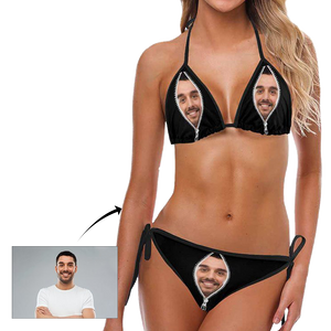 Benutzerdefinierte Gesicht Reißverschluss Foto Frauen Bikini Sexy Anzug Freie Größe