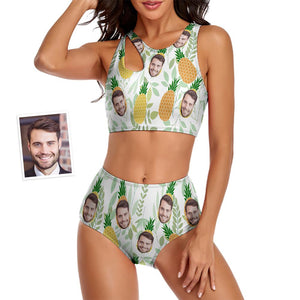 Benutzerdefinierte Gesicht Frauen Lustige Ananas zweiteilige Badeanzug Personalisierte Geschenke für Sie