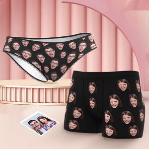 Personalisiertes Paar-gesicht, Passende Unterwäsche, Personalisiertes Lustiges Unterwäsche-geschenk Für Verliebte - DePhotoBoxer