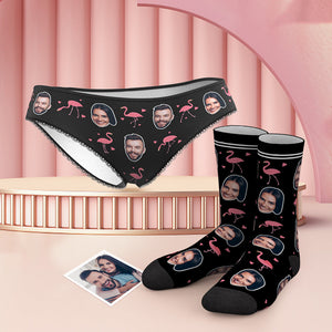 Benutzerdefinierte Gesicht H?schen und Socken Set mit Flamingo