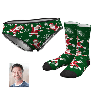 Herz Frohe Weihnachten Herzhöschen Socken Gedruckt Gesicht Liebhaber Set - Bestes Geschenk für Liebhaber