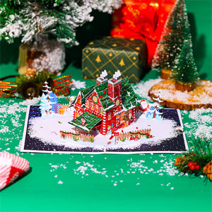 Weihnachts-3d-pop-up-karte, Weihnachtshaus-grußkarte - DePhotoBoxer